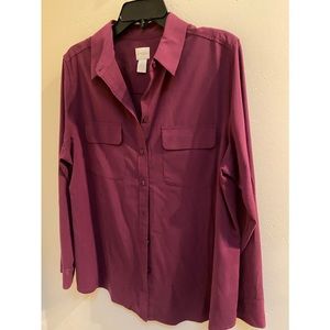 Chico’s long sleeve purple button down. Size 12